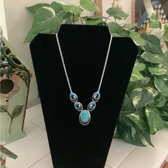 Fashion Jewelry Blue Stones Beautiful Necklace. - Picture 7 of 9